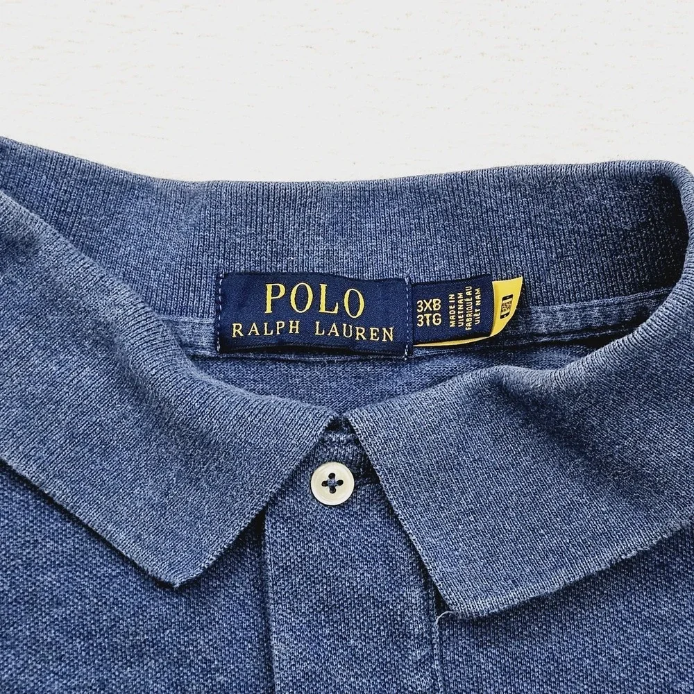 Polo Ralph Lauren Polo Shirt‎ Mens 3XB BIG Blue Short Sleeve Pony Casual Cotton